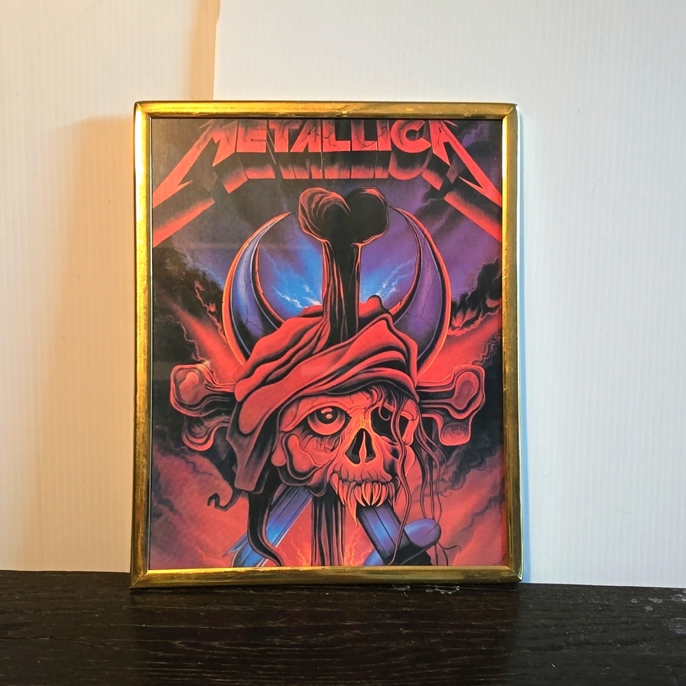1990 vintage eight by ten metallica framed picture. Size is 8x10